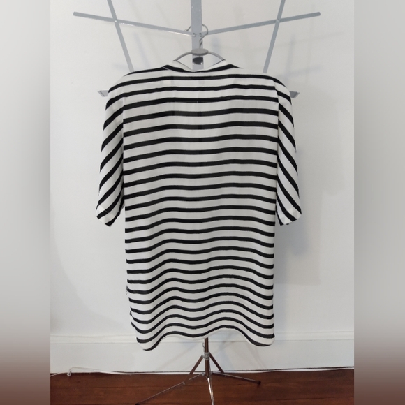 Express Black and White Tie Neck Flowy Top - Picture 2 of 4